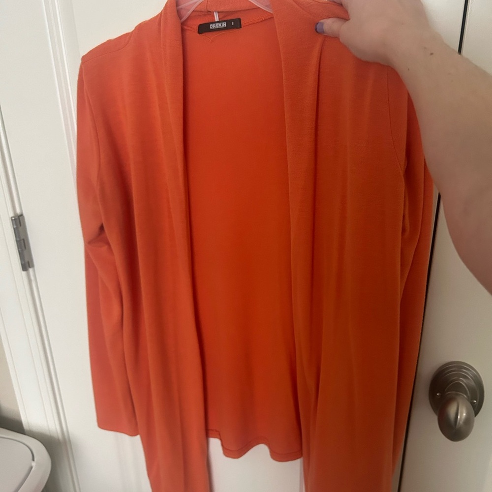 Skin Orange Cardigan Sweater Lightweight Knit